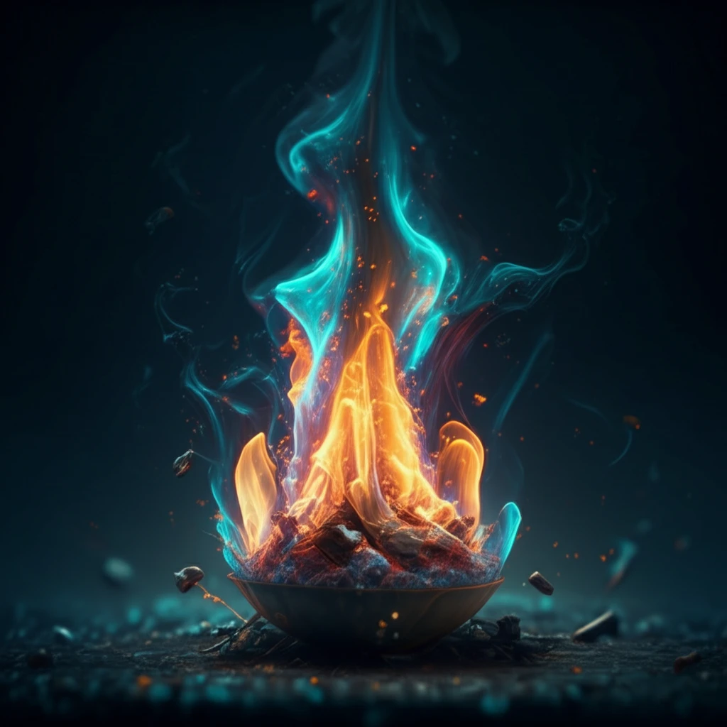 Flame with iron particles symbolizing clean combustion