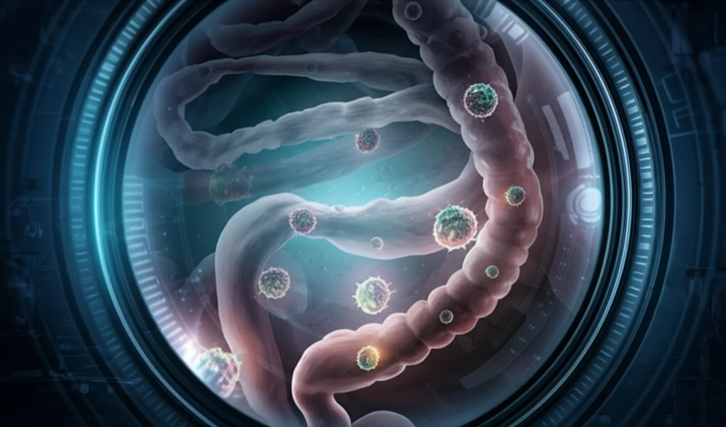 Surreal endoscopic view of digestive tract tumors.