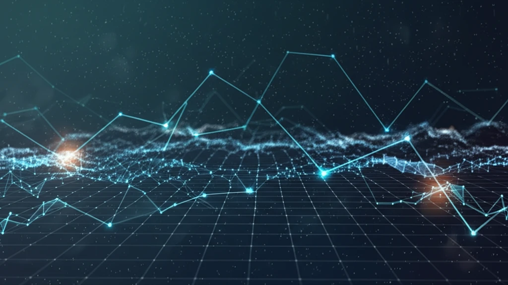 Data points forming a linear model with glowing estimation lines.