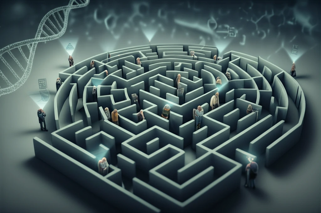 A surreal illustration representing the challenges of antimicrobial prescribing in long-term care facilities.
