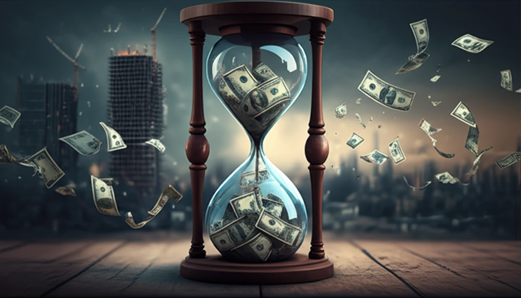 Surreal illustration of lost revenue symbolized by a broken hourglass.