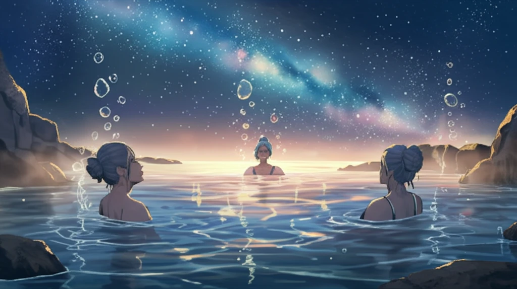 Women Relaxing in Mineral Hot Springs for Therapy