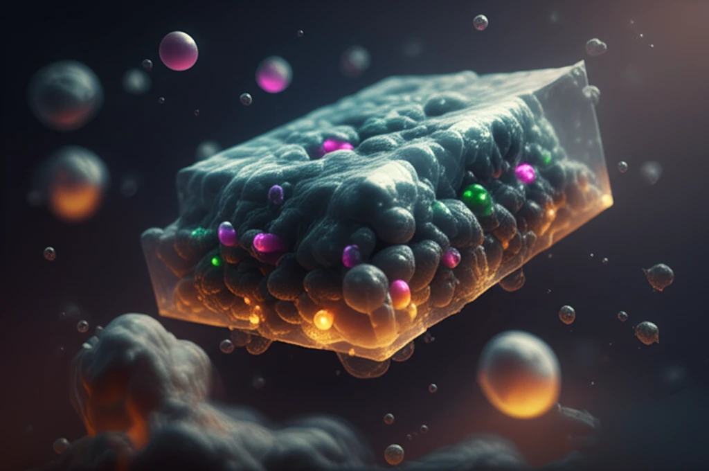 Microscopic view of glowing nanoparticles within a clear sensor material reacting to heat.