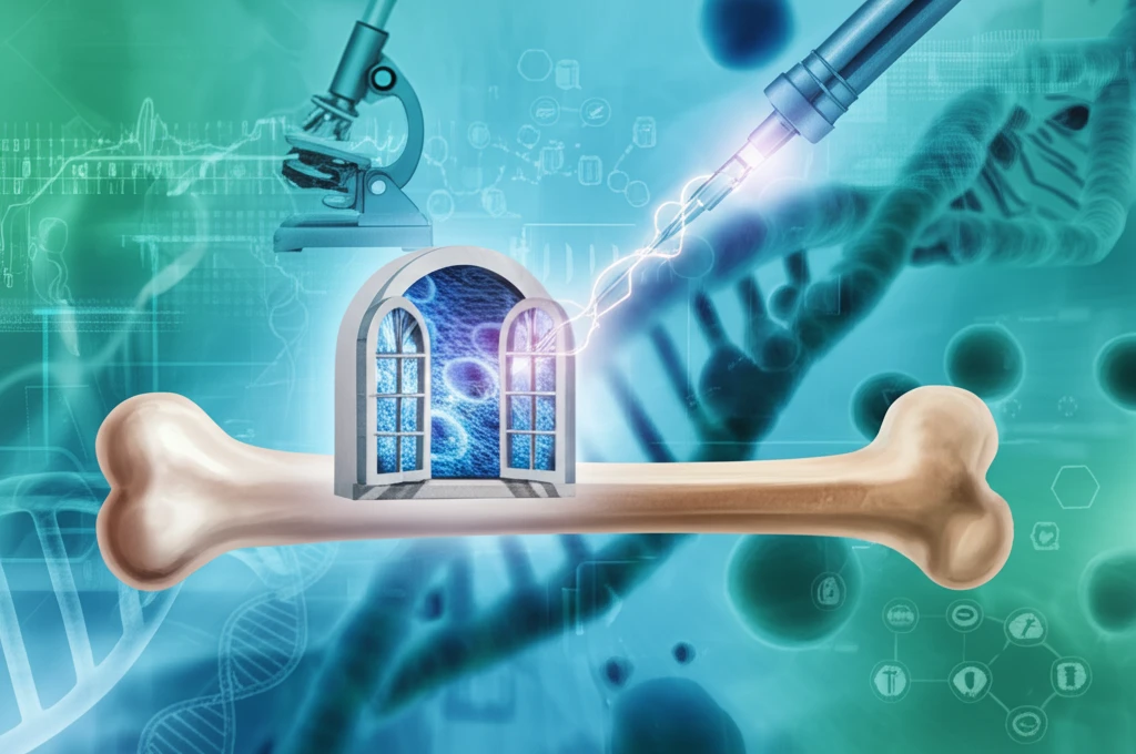 Illustration of fine-needle aspiration biopsy on bone lesion