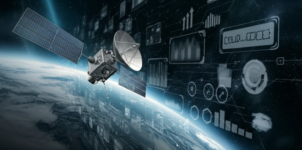 Satellite in orbit with fault detection overlay.