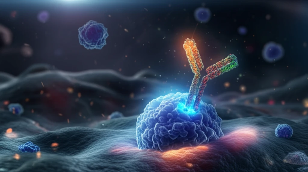 Microscopic view of PSMA ligands targeting prostate cancer cells.