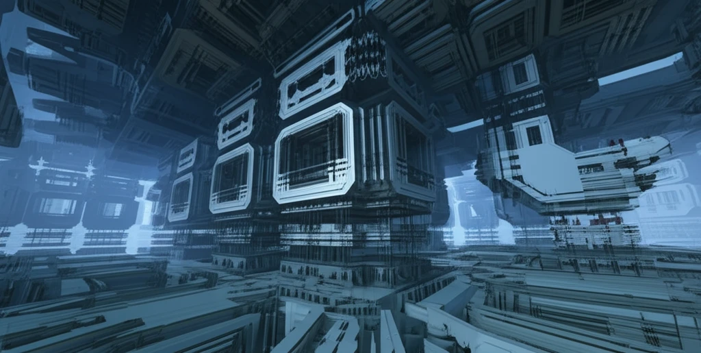 Futuristic cityscape made of aluminum alloy components.