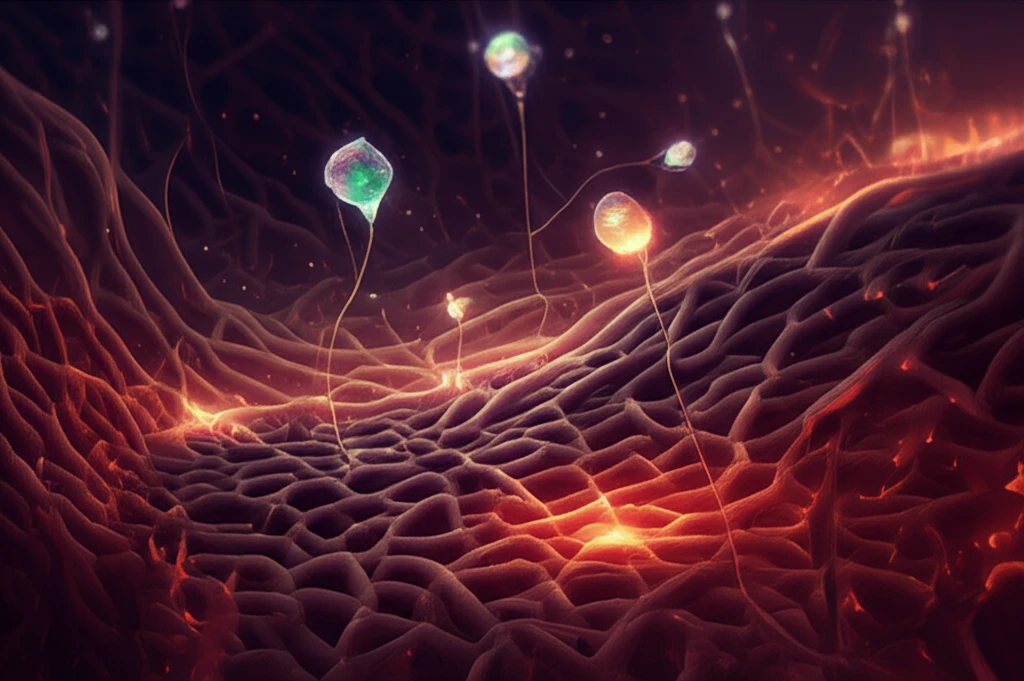 Illustration of molecular probes detecting disease at a cellular level.