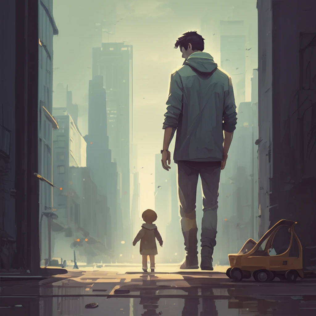 Surreal illustration depicting the hazy transition to fatherhood.