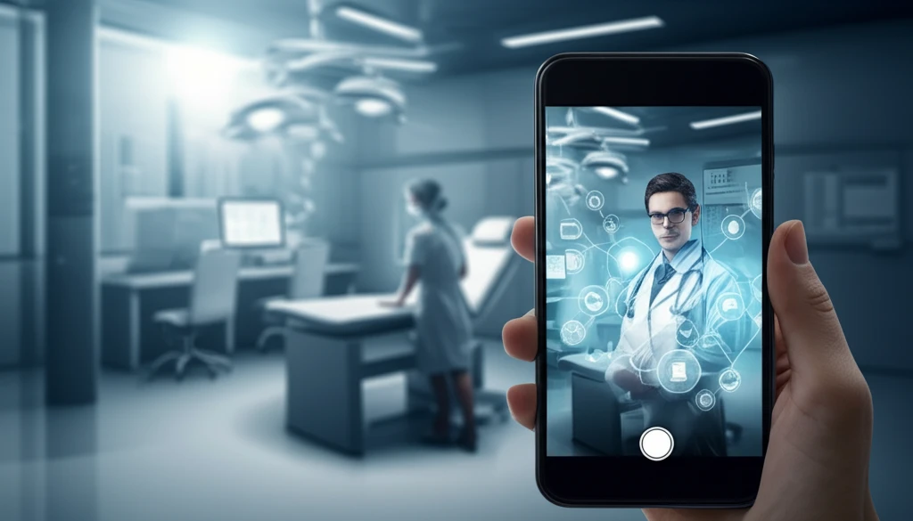 Symbolic image of a doctor's visit being recorded, representing patient empowerment and healthcare technology.