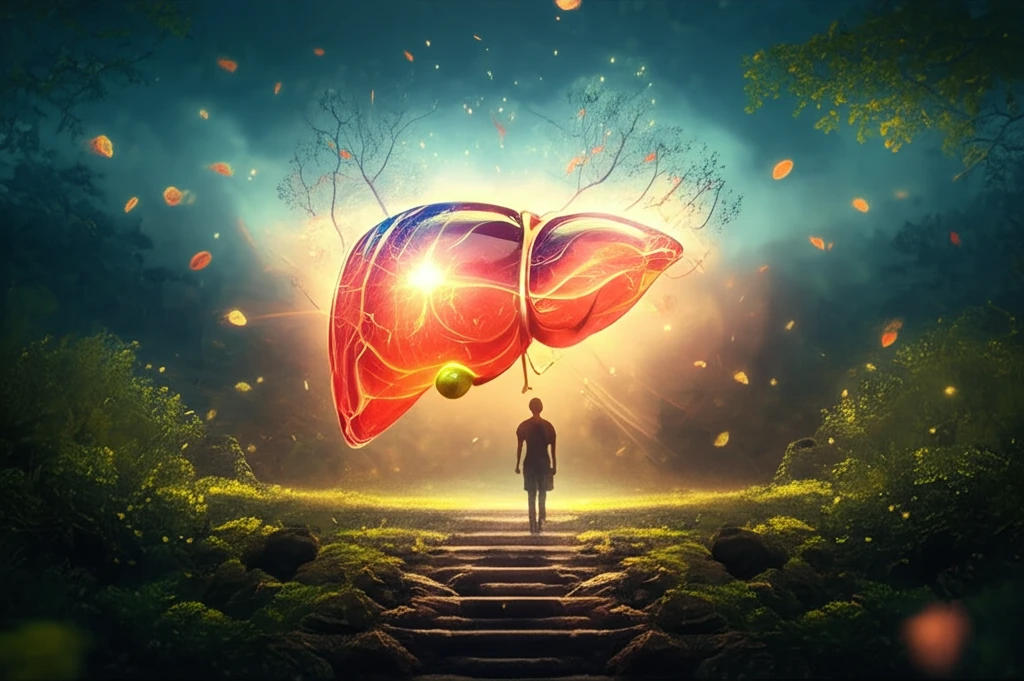 Healthy liver glowing in nature representing lifestyle changes.