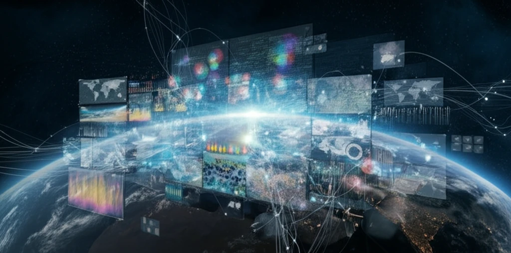 AI analyzing satellite imagery of Earth.