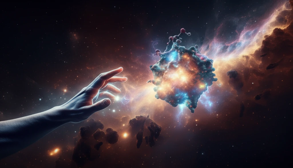 Energy flows from a human hand towards a crystalline structure of p-Anisidine