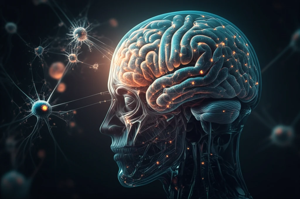 AI neural network targeting cancer cells in a brain scan.