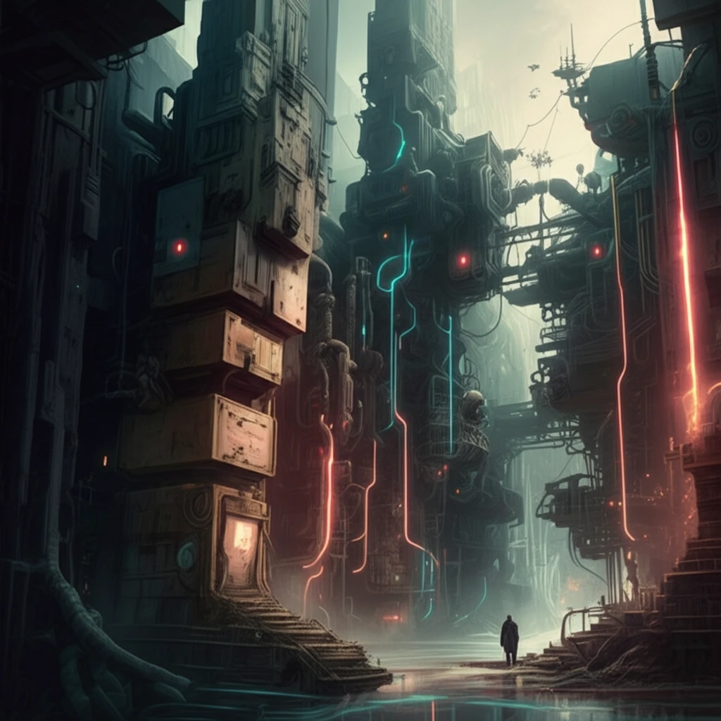 Futuristic cityscape with buildings designed as heat exchangers and nozzles, symbolizing thermodynamics in urban architecture.