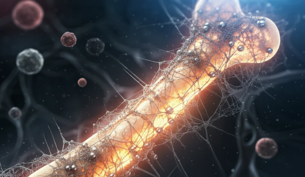 Illustration of bone matrix with silver nanoparticles