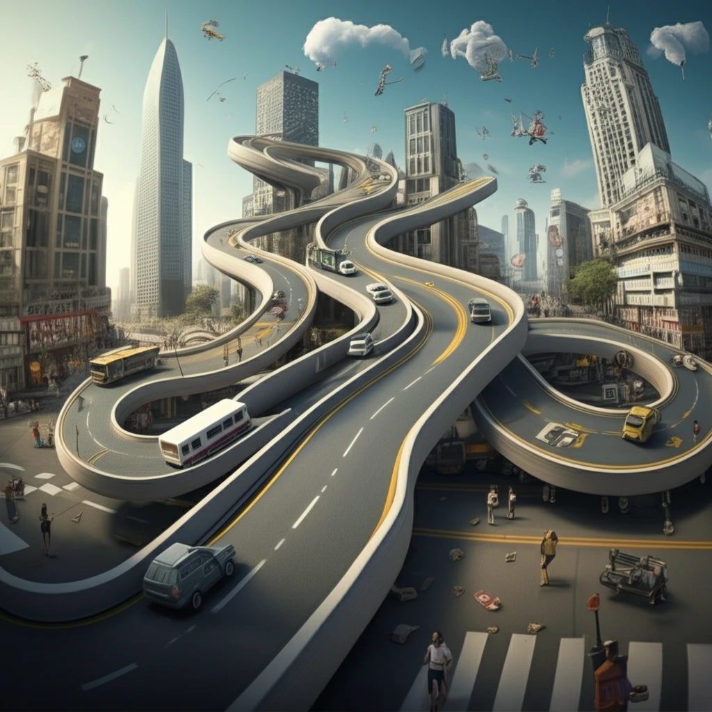 Surreal cityscape illustrating convex and concave transport costs.