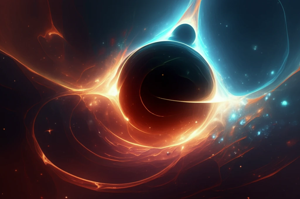 Surreal illustration of a black hole vortex in Blazar OJ 287.