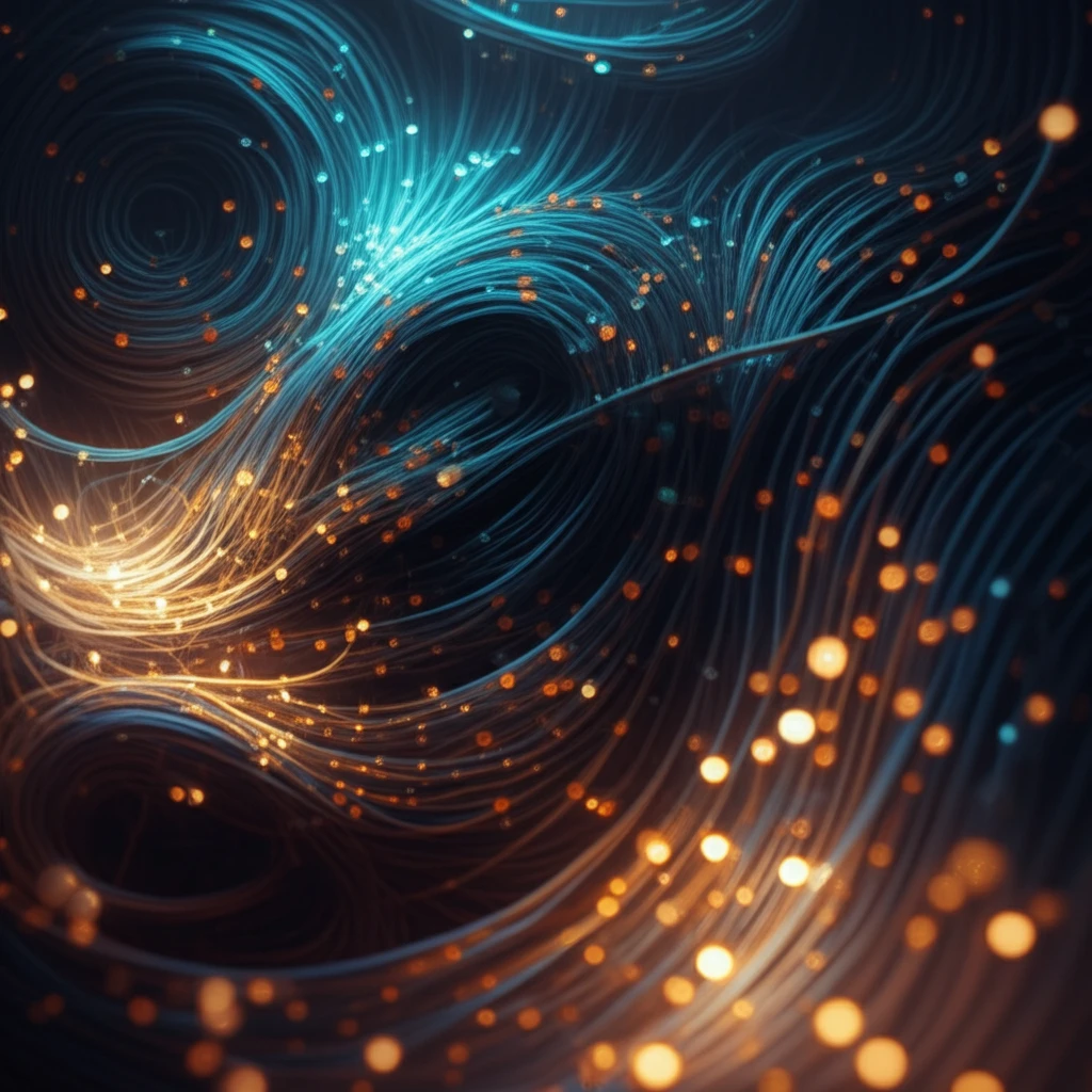 Interconnected optical fibers with dynamic light bursts, symbolizing data transmission in an optimized network.
