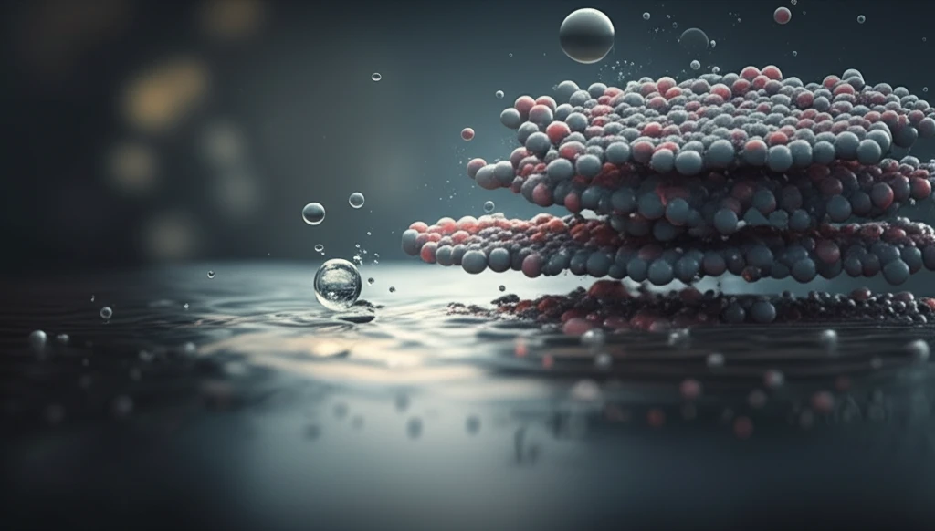 Microscopic view of MoS2 separating oil and water.