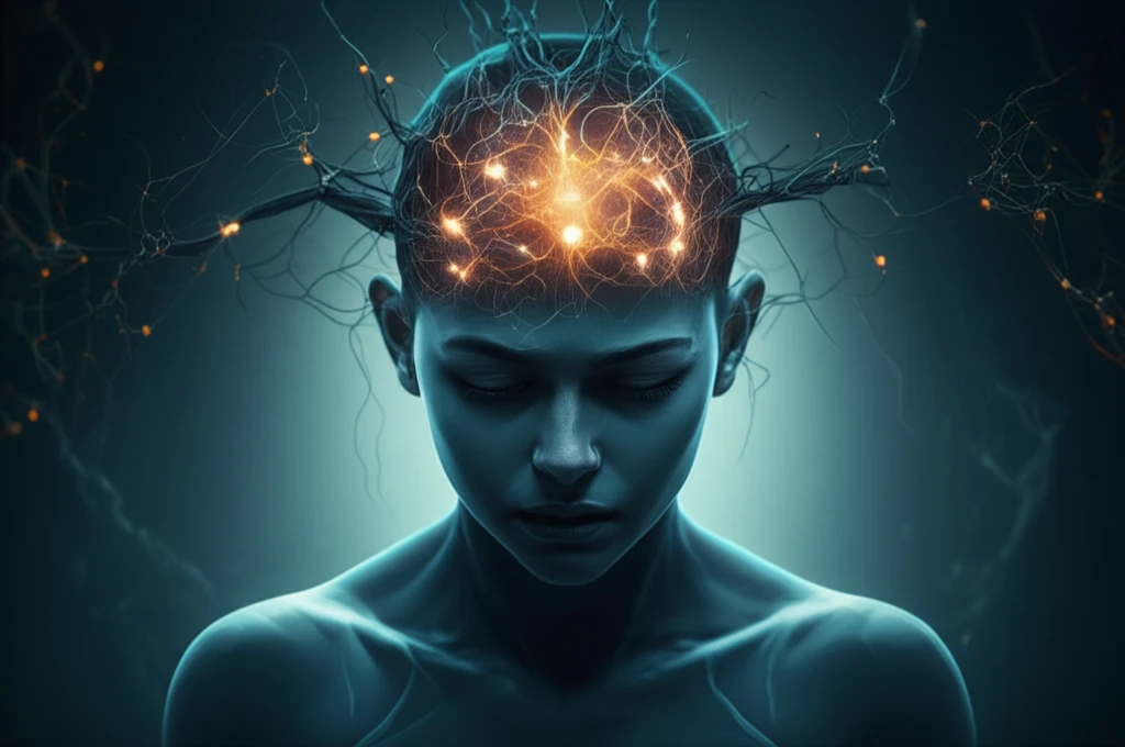 Illustration of neural pathways with a focus on GluA1 protein, symbolizing migraine pain relief.