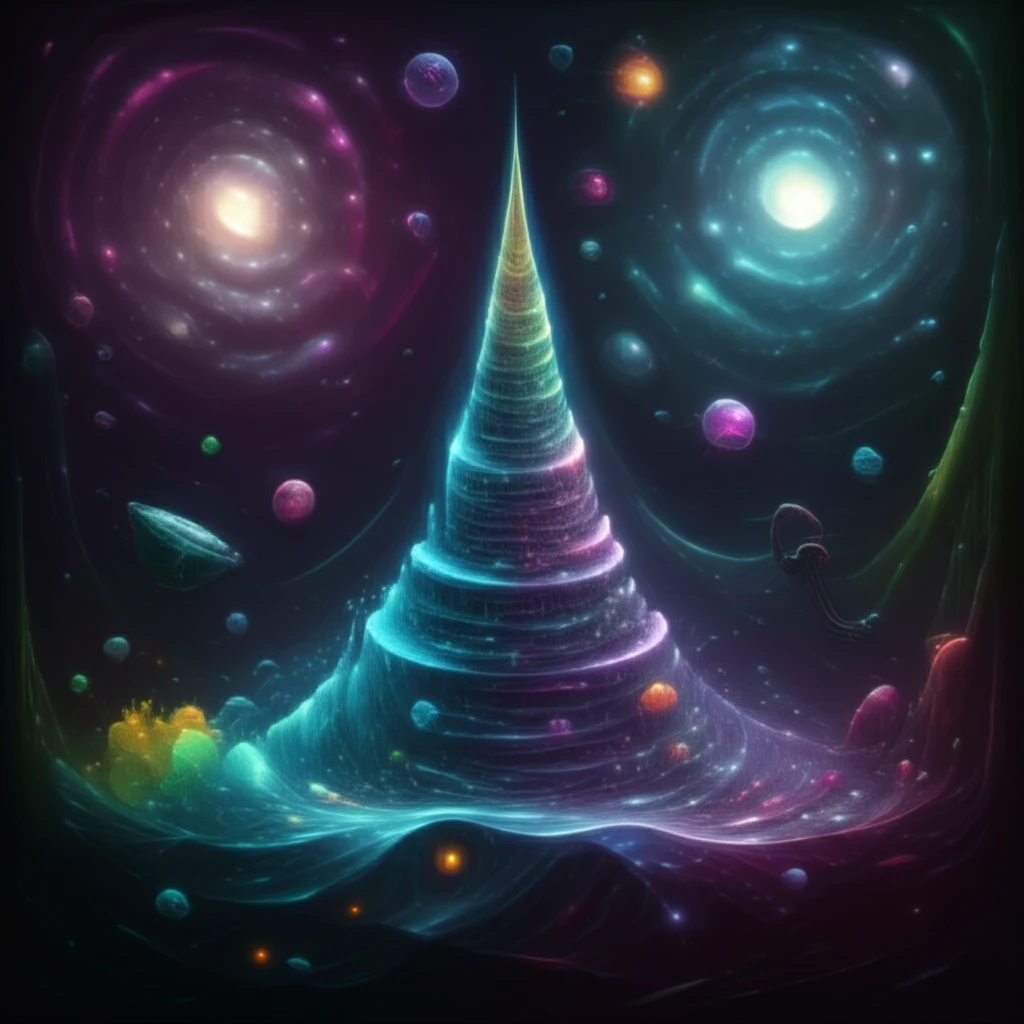 Surreal illustration of a soliton wave in an abstract landscape
