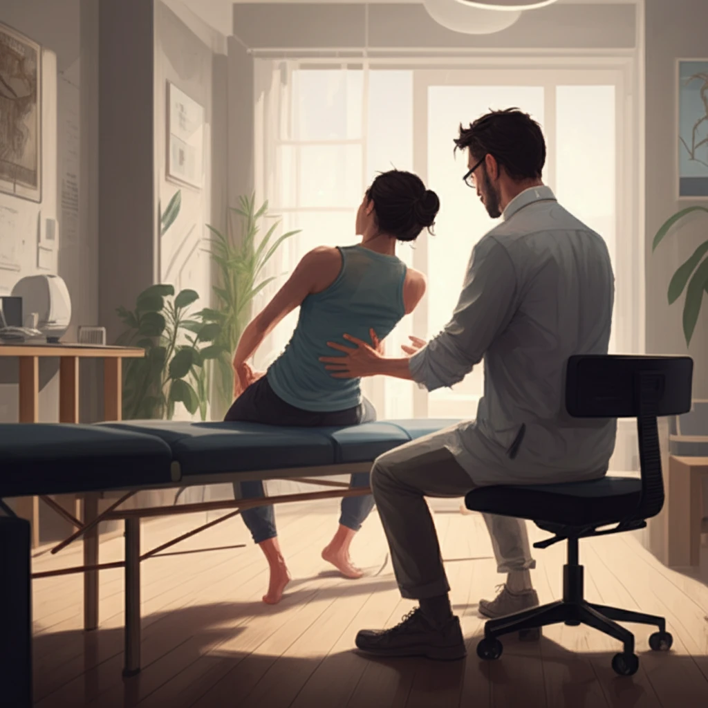 A therapist guides a patient through therapeutic exercise for pain relief.