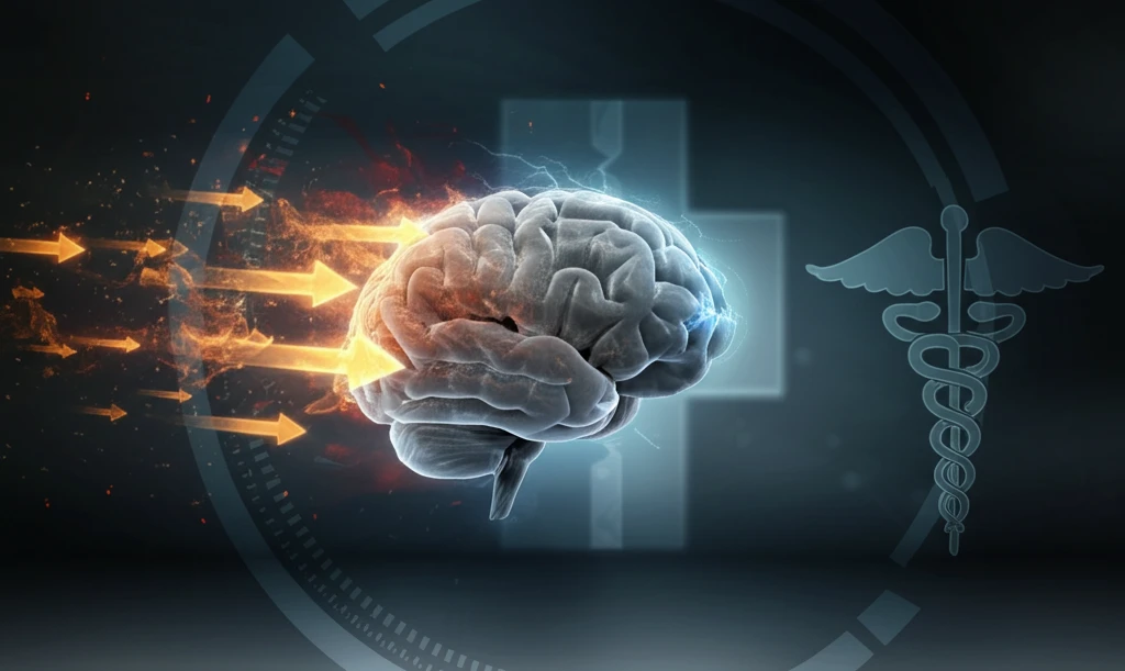 Protective energy shield around a brain, symbolizing stroke protection.