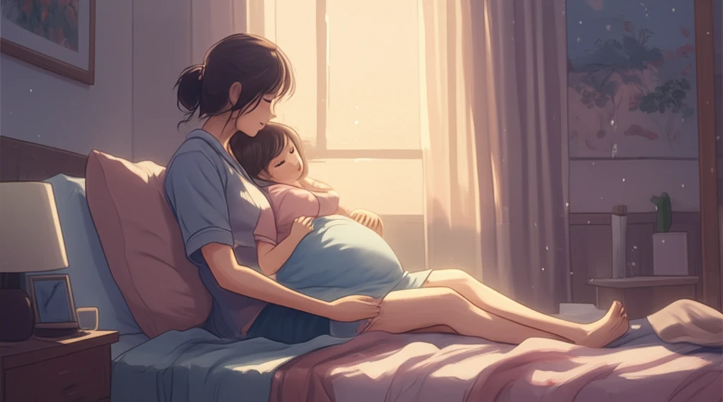 Symbolic illustration of a midwife and pregnant woman, representing continuity of care.