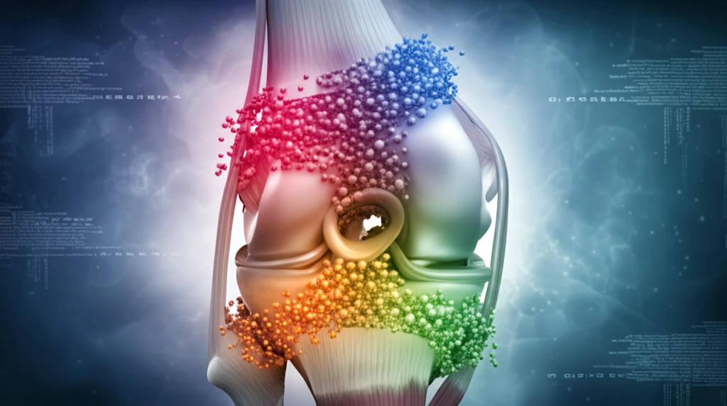 Illustration of a knee joint highlighting the importance of GAGs in maintaining meniscus health.