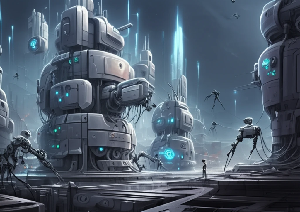 Futuristic cityscape with ceramic buildings and precision actuators.