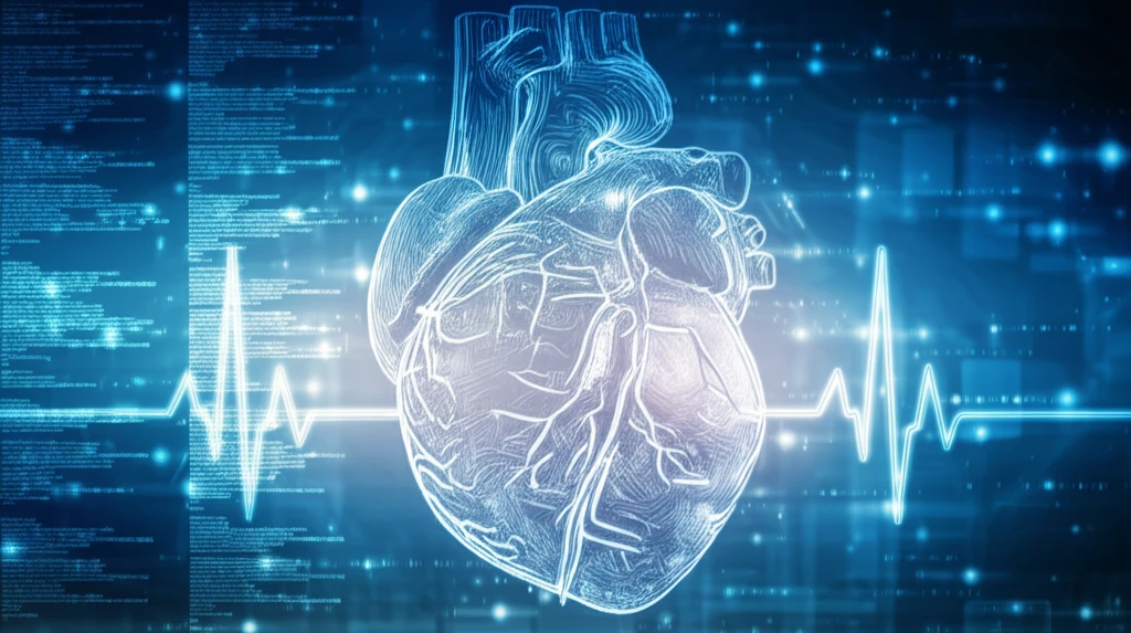 A human heart illuminated with blue light patterns, representing optogenetic therapy.