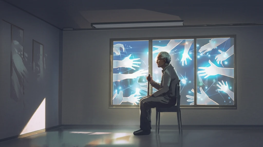 An elderly person finds connection amidst loneliness.