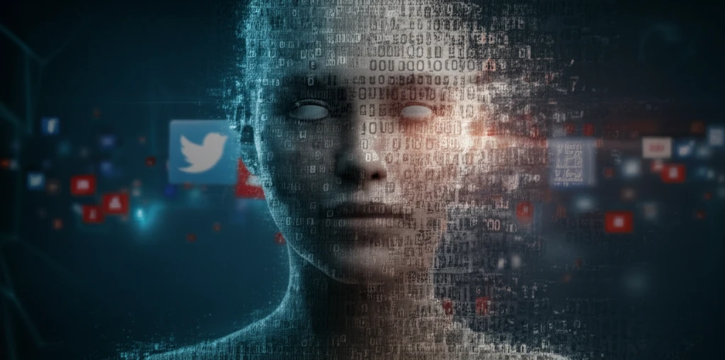 Digital illustration symbolizing the tension between human expression and algorithmic control in the digital age.