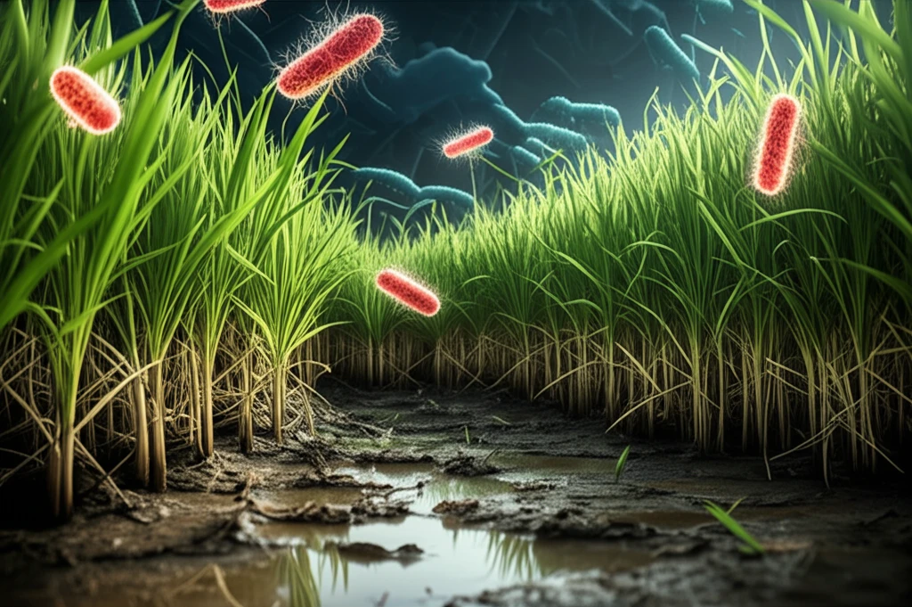 Rice seedlings enhanced by bacteria in a salt-affected field
