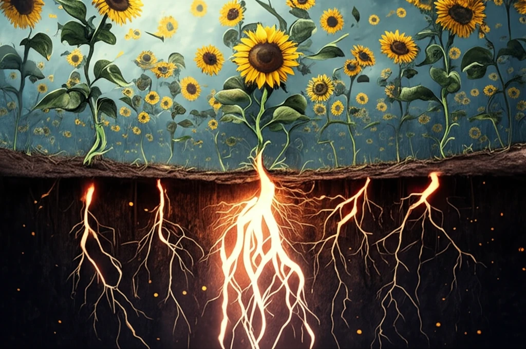 Sunflower field growing in polluted soil, illustrating phytoremediation.
