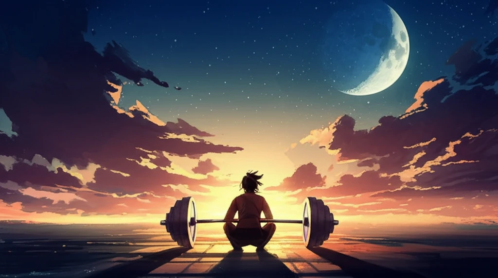 Surreal digital illustration symbolizing how the time of day impacts workout effectiveness.