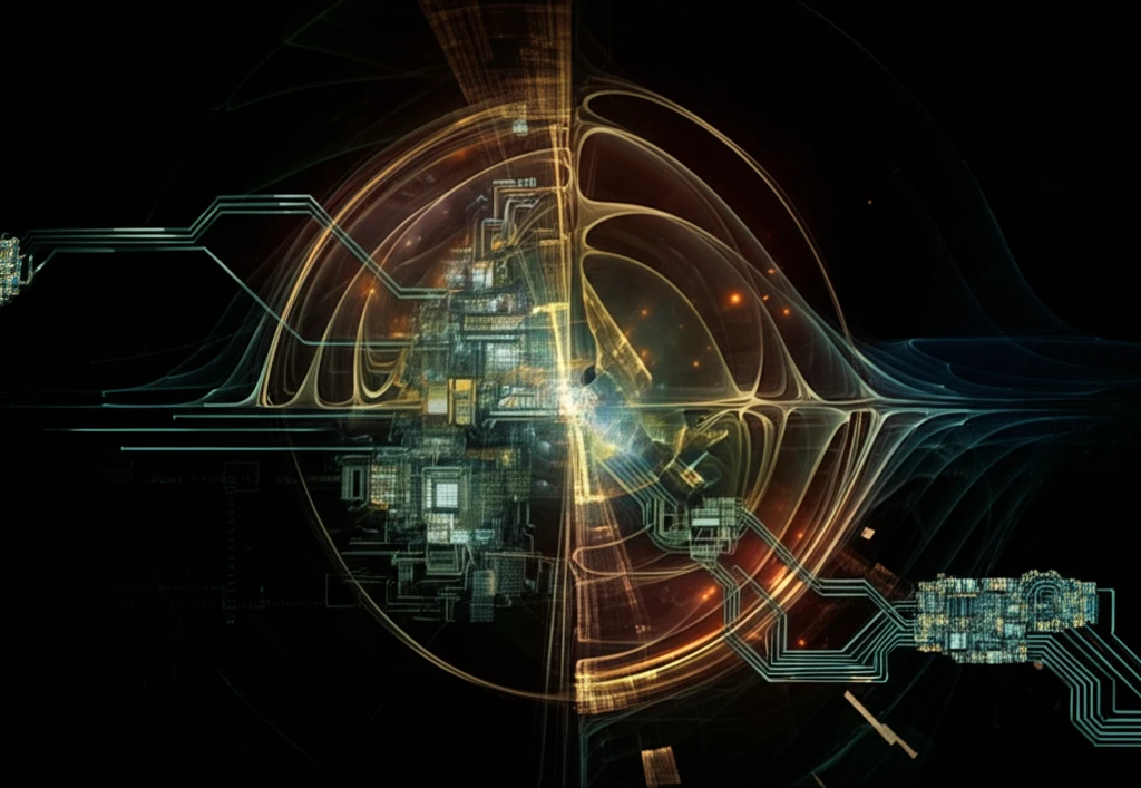 Surreal illustration of chaos computing with pathways and attractors.