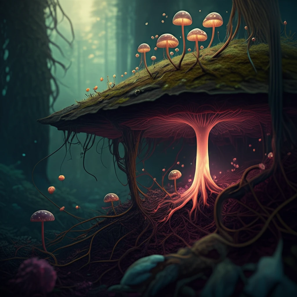 Glowing Fungi in Peatland Soil