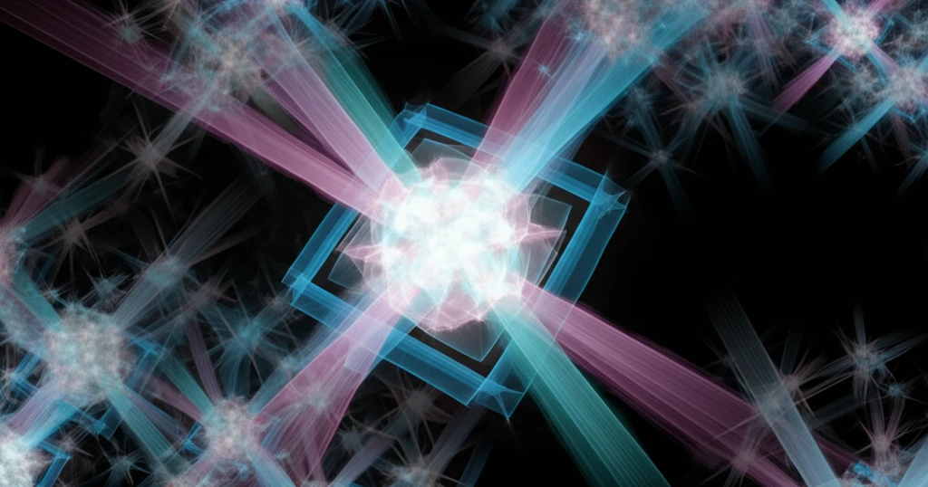 Surreal illustration of X-rays scattering off a nanoscale material.
