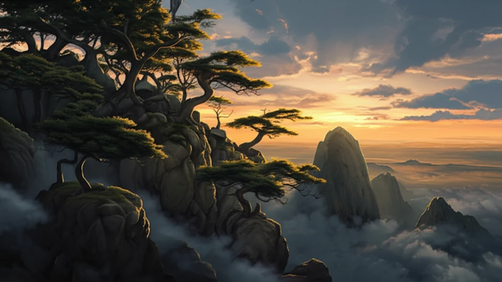 Ancient pine trees clinging to rocky, sky-island peak