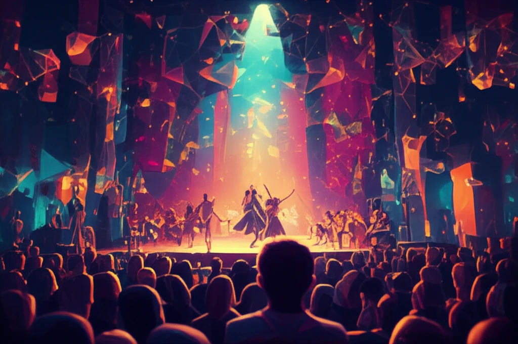 Diverse audience enjoying a vibrant stage performance, symbolizing the connection facilitated by a fourth-party platform.