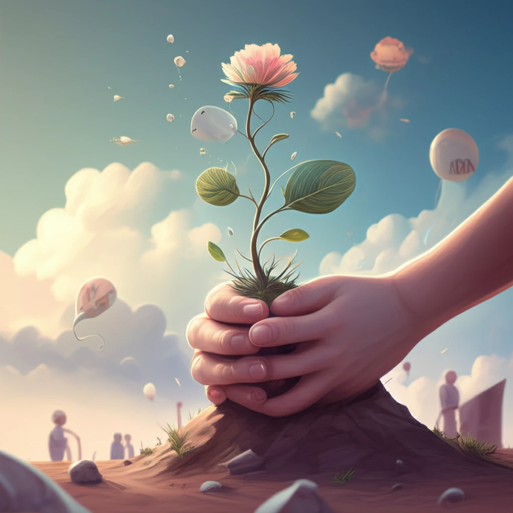 Symbolic image of a child's hand holding a flower emerging from a joint, representing hope and resilience in Juvenile Idiopathic Arthritis.