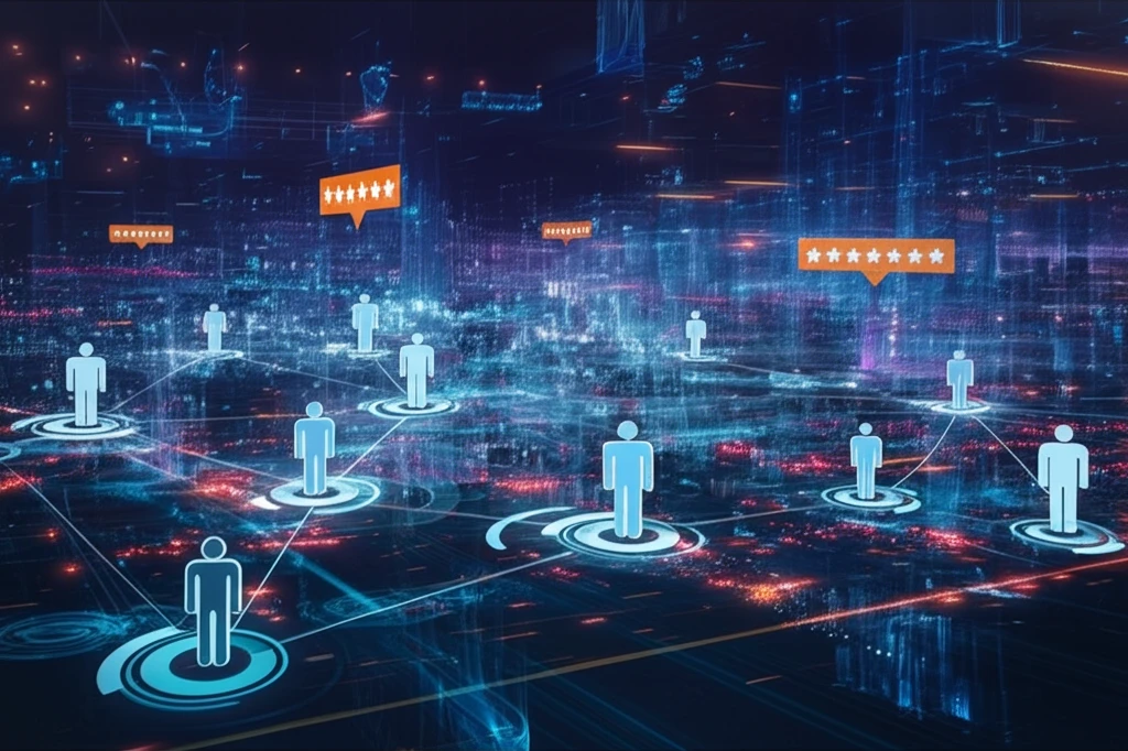 Personalized recommendation system with interconnected users and data streams.
