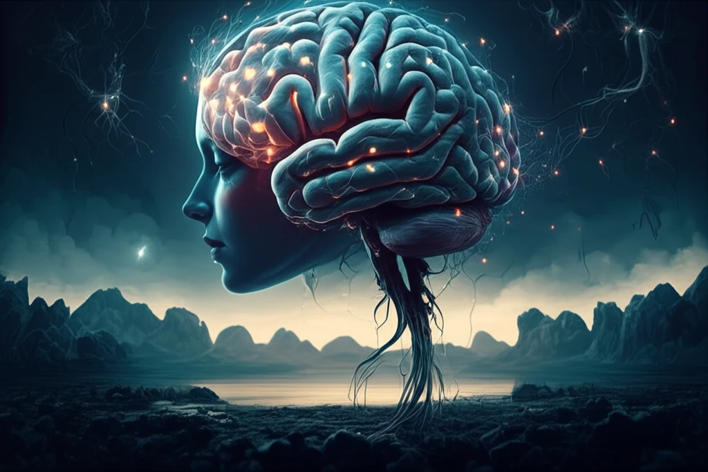 Serene brain landscape symbolizing NEDA in multiple sclerosis.