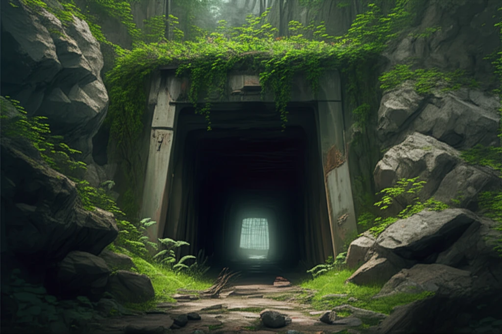Abandoned mine entrance transformed by nature