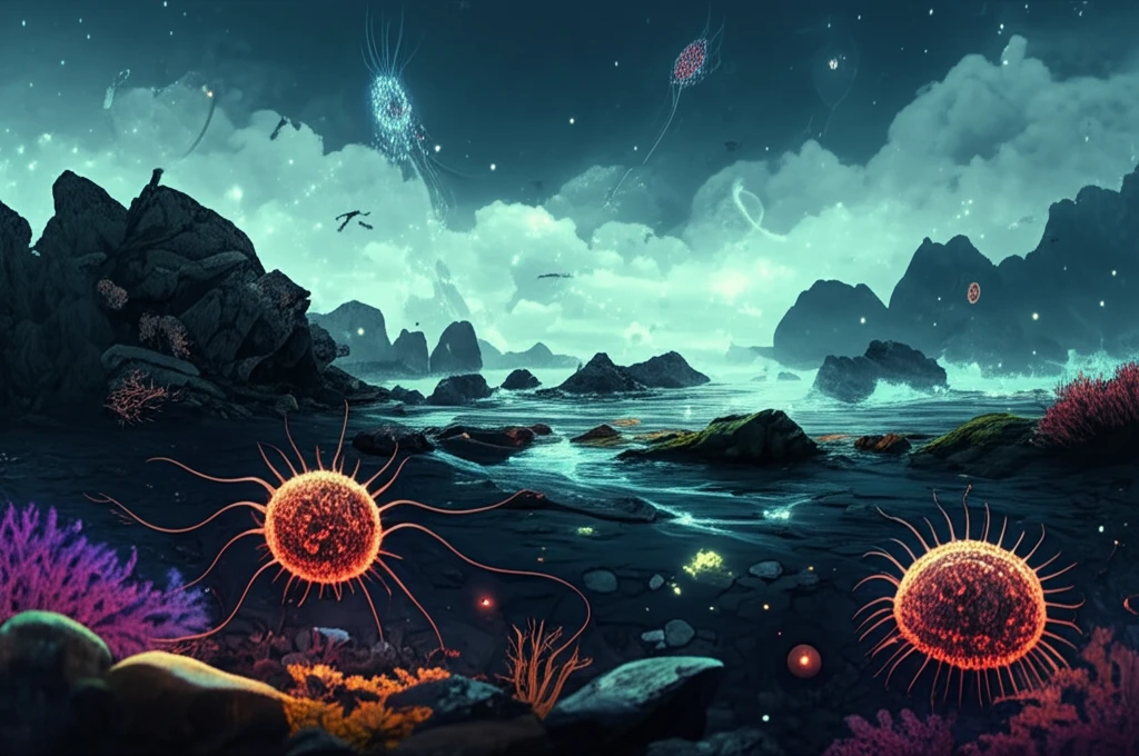 Bioluminescent protists illuminating the dark waters of the Skagerrak strait.