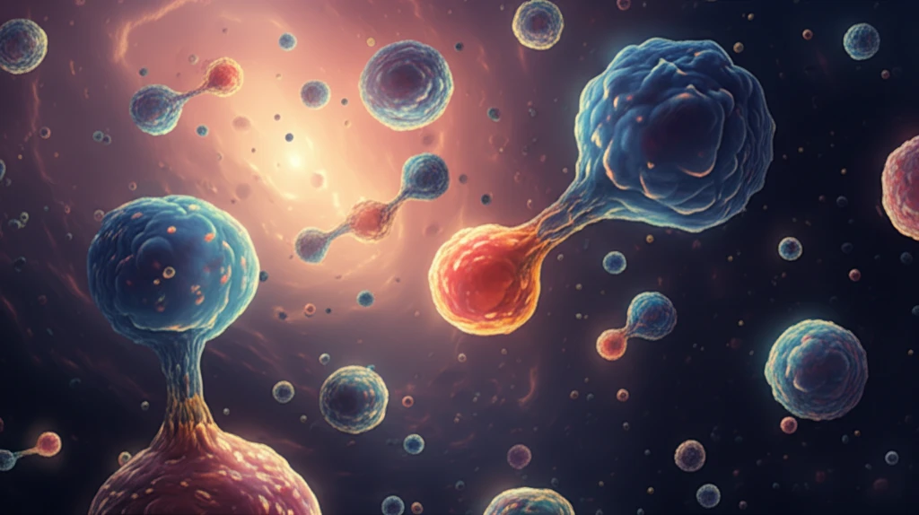 Estrogen molecules interacting with immune cells