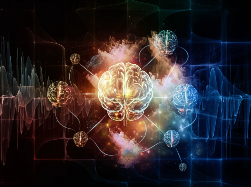 A network of interconnected brains symbolizing agents in a social system.