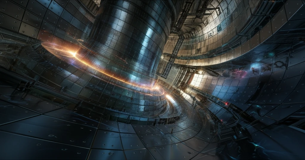 Tokamak fusion reactor showing helically localized ballooning instabilities in glowing plasma.